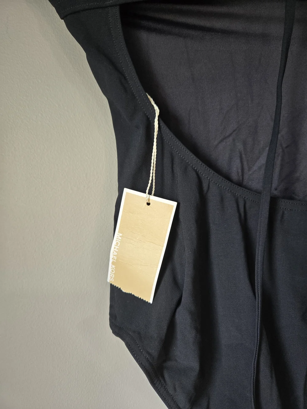 Michael Kors Black Off-Shoulder Halter Ring Bodysuit